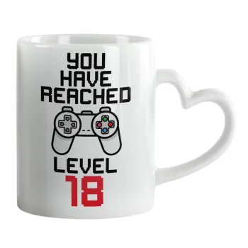 You have Reached level AGE, Κούπα καρδιά χερούλι λευκή, κεραμική, 330ml