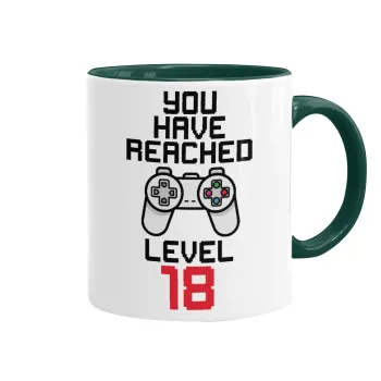 You have Reached level AGE, Κούπα χρωματιστή πράσινη, κεραμική, 330ml