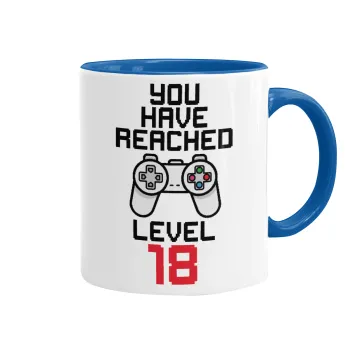 You have Reached level AGE, Mug colored blue, ceramic, 330ml