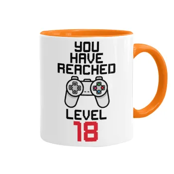 You have Reached level AGE, Κούπα χρωματιστή πορτοκαλί, κεραμική, 330ml