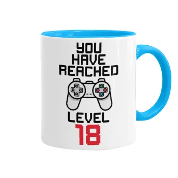 You have Reached level AGE, Mug colored light blue, ceramic, 330ml