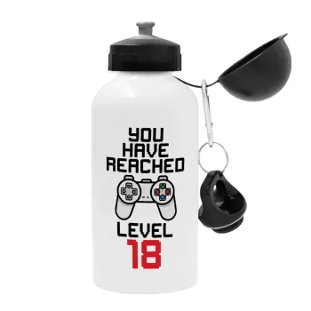 You have Reached level AGE, Metal water bottle, White, aluminum 500ml