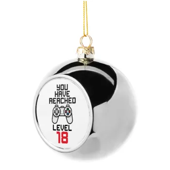 You have Reached level AGE, Silver 8cm Christmas tree ball ornament