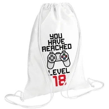 You have Reached level AGE, Backpack pouch GYMBAG white (28x40cm)