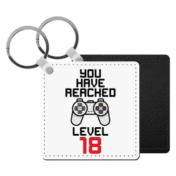 You have Reached level AGE, Μπρελόκ Δερματίνη, τετράγωνο ΜΑΥΡΟ (5x5cm)