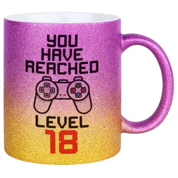 You have Reached level AGE, Κούπα Χρυσή/Ροζ Glitter, κεραμική, 330ml