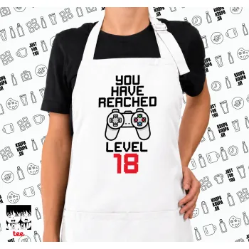 You have Reached level AGE, Ποδιά μακριά Σεφ ολόσωμη με τσέπες white (ΕΝΗΛΙΚΩΝ)