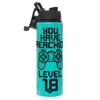 You have Reached level AGE, Μεταλλικό παγούρι νερού με καπάκι ασφαλείας, αλουμινίου 850ml