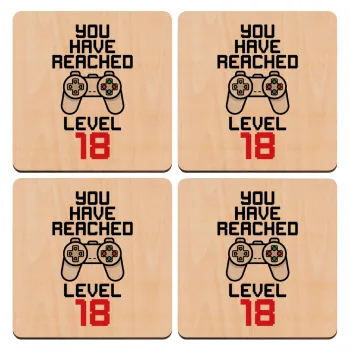 You have Reached level AGE, ΣΕΤ x4 Σουβέρ ξύλινα τετράγωνα plywood (9cm)