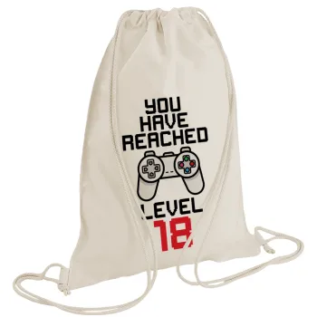 You have Reached level AGE, Backpack bag GYMBAG natural (28x40cm)