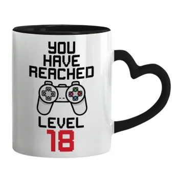 You have Reached level AGE, Mug heart black handle, ceramic, 330ml