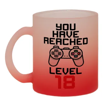 You have Reached level AGE, Κούπα γυάλινη δίχρωμη με βάση το κόκκινο ματ, 330ml