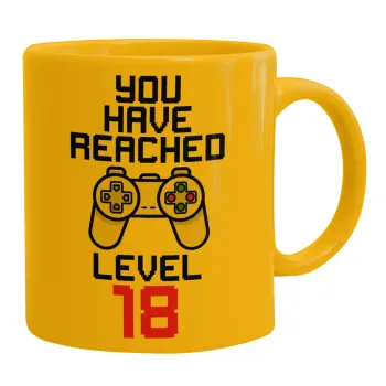 You have Reached level AGE, Ceramic coffee mug yellow, 330ml