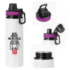 Metallic water bottle with safety lid, 850ml aluminum