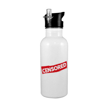 Censored, Παγούρι νερού Λευκό με καλαμάκι, ανοξείδωτο ατσάλι 600ml