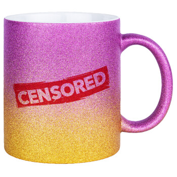 Censored, Κούπα Χρυσή/Ροζ Glitter, κεραμική, 330ml
