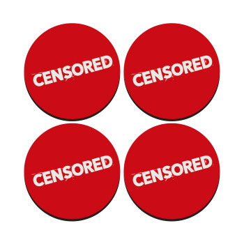 Censored, SET of 4 round wooden coasters (9cm)
