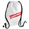 Censored, Τσάντα πλάτης πουγκί GYMBAG λευκή, με τσέπη (40x48cm) & χονδρά κορδόνια