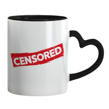 Censored, Mug heart black handle, ceramic, 330ml