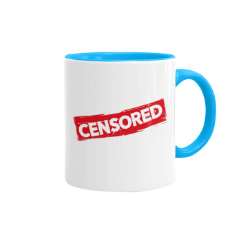 Censored, Mug colored light blue, ceramic, 330ml