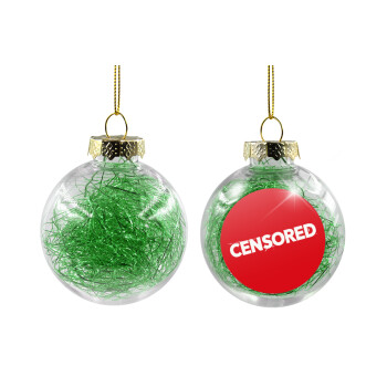 Censored, Χριστουγεννιάτικη μπάλα δένδρου διάφανη με πράσινο γέμισμα 8cm