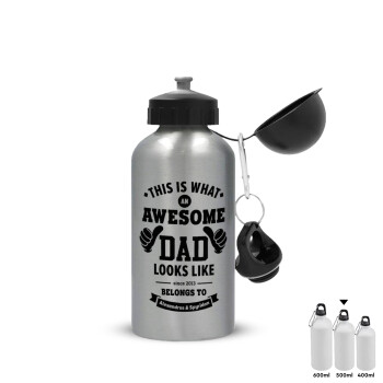 This is what an Awesome DAD looks like, Metallic water jug, Silver, aluminum 500ml