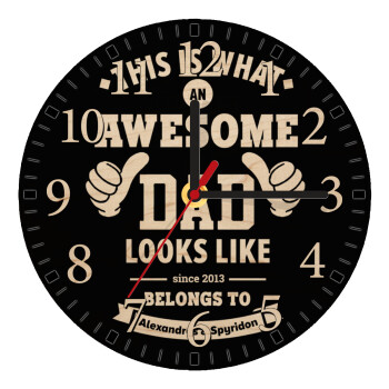 This is what an Awesome DAD looks like, Ρολόι τοίχου ξύλινο plywood (20cm)