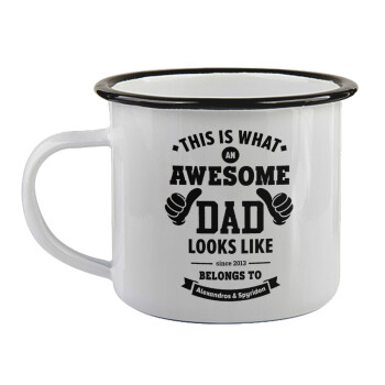 This is what an Awesome DAD looks like, Κούπα εμαγιέ με μαύρο χείλος 360ml