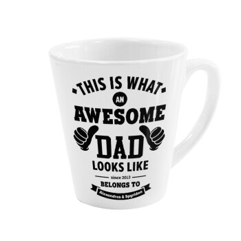 This is what an Awesome DAD looks like, Κούπα κωνική Latte Λευκή, κεραμική, 300ml