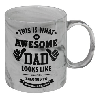 This is what an Awesome DAD looks like, Mug ceramic marble style, 330ml