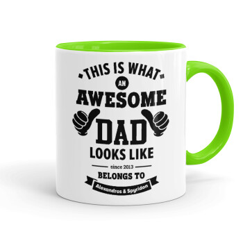 This is what an Awesome DAD looks like, Mug colored light green, ceramic, 330ml