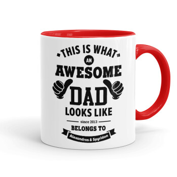 This is what an Awesome DAD looks like, Mug colored red, ceramic, 330ml