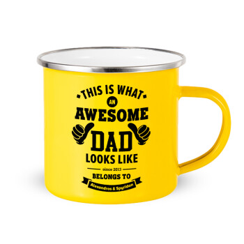 This is what an Awesome DAD looks like, Yellow Enamel Metallic Cup 360ml