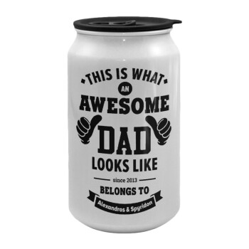 This is what an Awesome DAD looks like, Κούπα ταξιδιού μεταλλική με καπάκι (tin-can) 500ml
