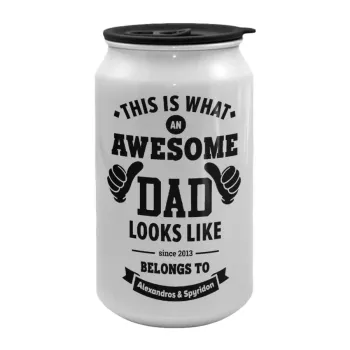 This is what an Awesome DAD looks like, Κούπα ταξιδιού μεταλλική με καπάκι (tin-can) 500ml