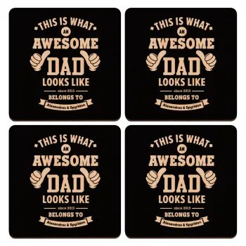 This is what an Awesome DAD looks like, ΣΕΤ x4 Σουβέρ ξύλινα τετράγωνα plywood (9cm)