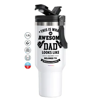 This is what an Awesome DAD looks like, Mega Stainless steel Tumbler with lid, double wall 1,2L