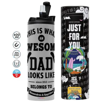 This is what an Awesome DAD looks like, Tumbler stainless steel GREY 600ml