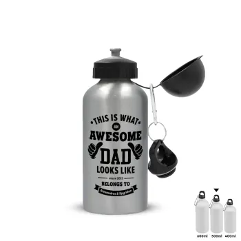 This is what an Awesome DAD looks like, Metallic water jug, Silver, aluminum 500ml
