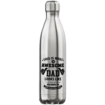 This is what an Awesome DAD looks like, Inox (Stainless steel) hot metal mug, double wall, 750ml