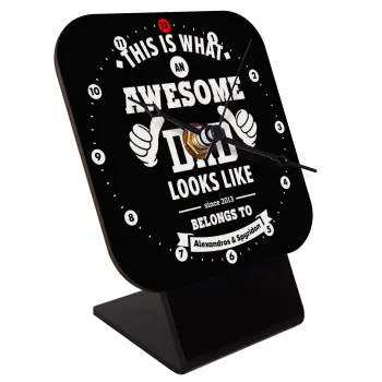 This is what an Awesome DAD looks like, Quartz Wooden table clock with hands (10cm)