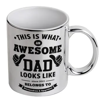 This is what an Awesome DAD looks like, Mug ceramic, silver mirror, 330ml