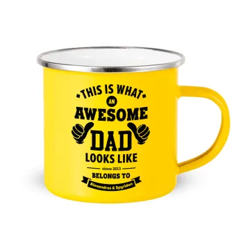 This is what an Awesome DAD looks like, Yellow Enamel Metallic Cup 360ml