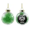 Transparent Christmas tree ball ornament with green filling 8cm