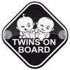 Twins on board, Σήμανση αυτοκινήτου Baby On Board ξύλινο με βεντουζάκια (16x16cm)