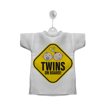 Twins on board, boy and girl, Σήμα μπλουζάκι με βεντούζα για αυτοκίνητο