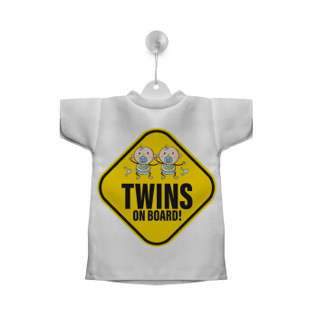 Twins on board, boys, Σήμα μπλουζάκι με βεντούζα για αυτοκίνητο