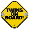 Twins on board classic, Baby On Board wooden car sign with suction cups (16x16cm)