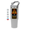 ΓΚΡΙ χρώματος Θερμός Ανοξείδωτο 890ml (30oz) με χερούλι