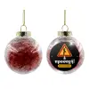 Transparent Christmas tree ball ornament with red filling 8cm